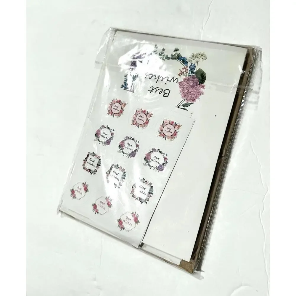 4X6 Assorted Best Wishes Thank You Cards with Stickers & Brown Envelopes 24 Pack